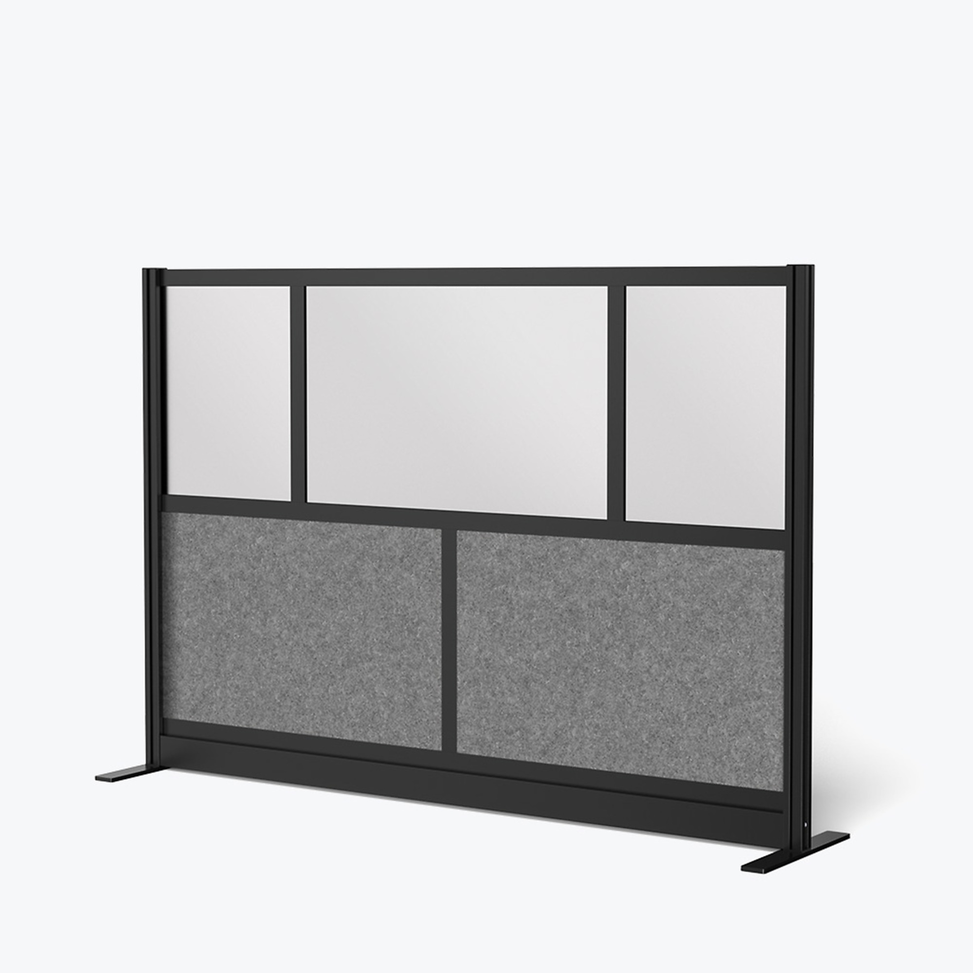 Luxor Modular Room Divider System - 70in. x 48in., Black Frame, Sound-Absorbent PET Panels, Frosted Acrylic, Model# MW-7048-FCGB
